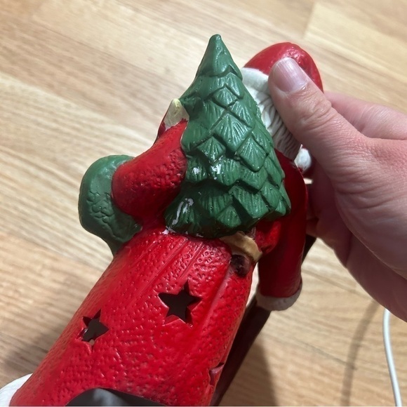 Vintage Ceramic Santa Claus Candle Stick Holder Red Green - Picture 4 of 8